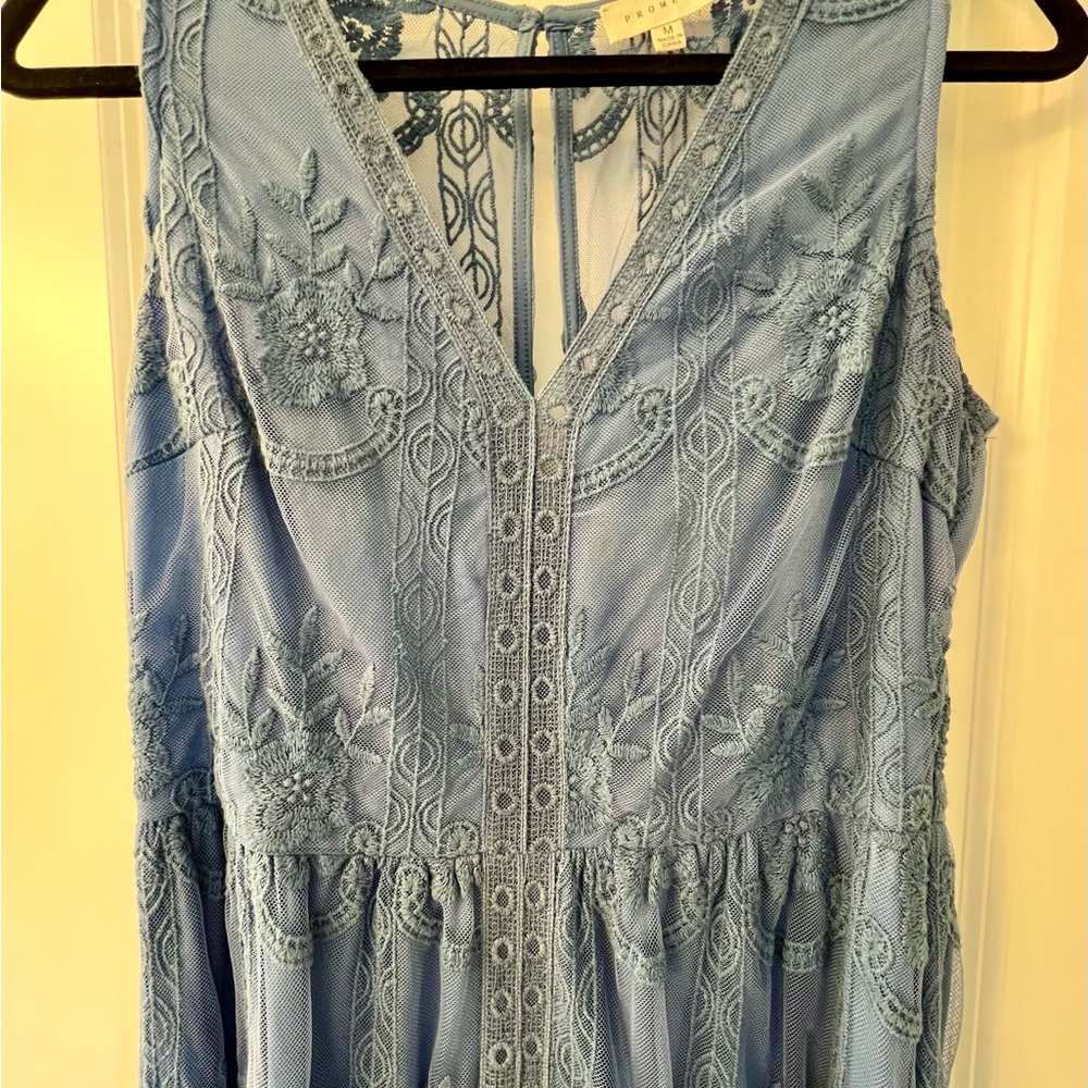 Promesa Blue Lace Maxi Dress